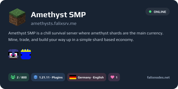Amethyst SMP live status banner
