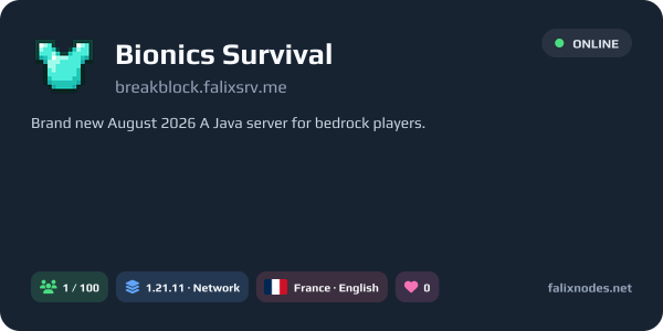 Bionics Survival live status banner