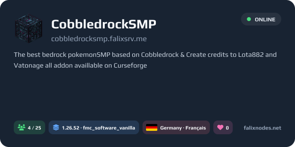 CobbledrockSMP live status banner