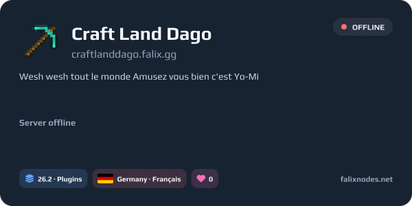 Craft Land Dago live status banner