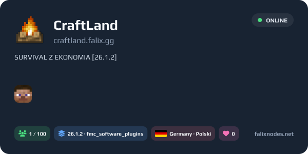 CraftLand live status banner