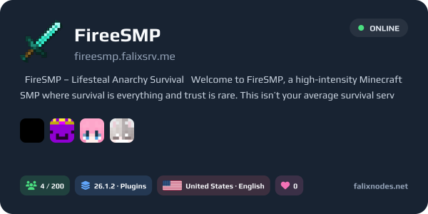 FireeSMP live status banner