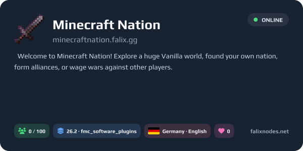 Minecraft Nation live status banner