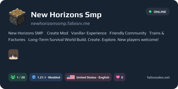 New Horizons Smp live status banner