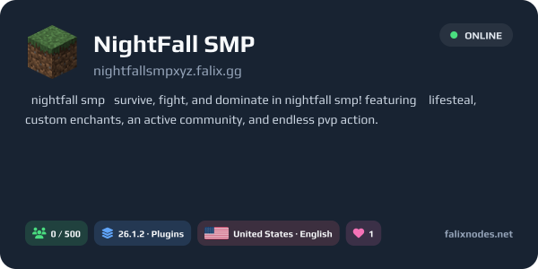 NightFall SMP live status banner