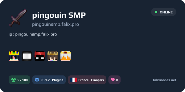 pingouin SMP live status banner