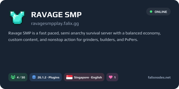 RAVAGE SMP live status banner