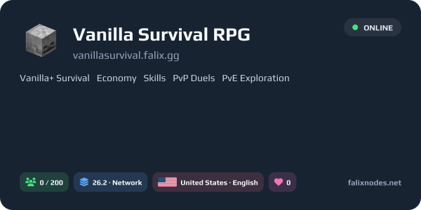 Vanilla Survival RPG live status banner