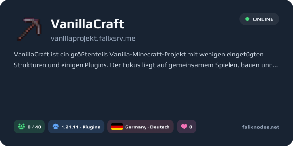 VanillaCraft live status banner