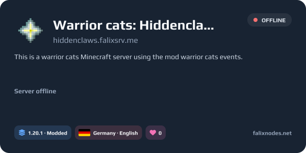 Warrior cats: Hiddenclaws live status banner