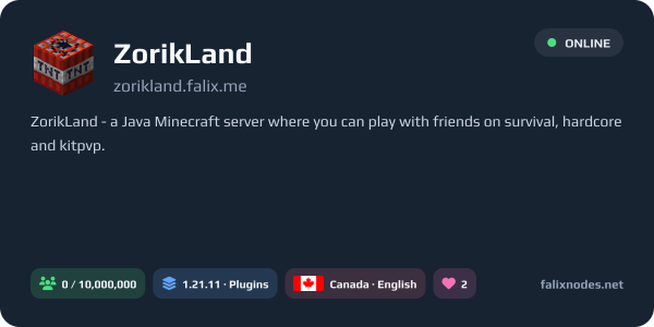 ZorikLand live status banner